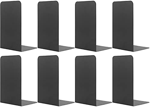 MSDADA Black Metal Bookends (8pcs, 4 pairs) for Book Shelves, Office, Heavy Books, Modern Minimalist Style by ColoryourlifewithMSDADA
