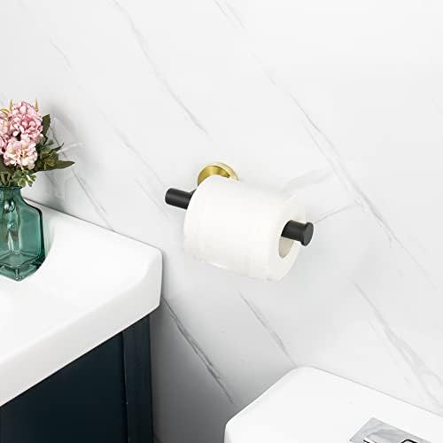 NearMoon Bathroom Toilet Paper Holder, Premium SUS304 Stainless Steel Rustproof Wall Mounted Toilet Roll Holder for Bathroom, Kitchen (1 Pack, Black and Gold) - Image 2