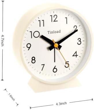 Tinload 4.5" Battery Operated Antique Retro Analog Alarm Clock, Small Silent Bedside Desk Clock,Lighted on Demand, Battery Operated, Snooze, for Living Room, Bedroom, Bedside, Desk(Cream) - Image 3
