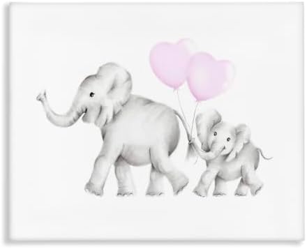 Stupell Industries Mama and Baby Elephants Stretched Canvas Wall Art, 16 x 1.5 x 20, Proudly Made in USA by StupellIndustries