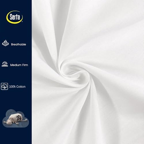 Serta 233 Thread Count White Goose Feather Down Fiber Pillows Medium Firm King Size Pillows Set of 2 Pack 100% Cotton Hotel Collection Bed Pillow for Side Sleeper - Image 5