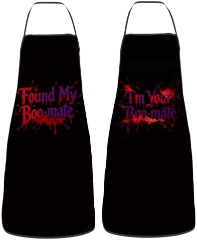 Halloween Aprons Gifts for Women Mens Funny Boo-mate Cooking Apron, Funny Gift for Him Her,His Hers (2 Pcs) by Dumoldpa