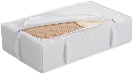 TYEERS Under Bed Storage Containers, Durable Fabric, Washable, Collapsible, Under Bed Storage Bins for Clothes, Blankets, Sheets, Shoes, 27.5x16.5x7 Inches, 2-Pack, White - Image 6