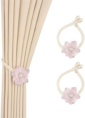 SUQ I OME Lotus Flower Curtain Tiebacks Holdbacks Holder, Purple - Image 5