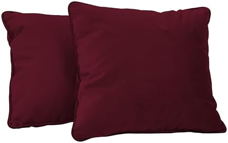 FDP 18" x 18" Velvet and Vinyl Square Pillow Set with Piping Decorative Throw Pillow for Home Dcor in Living Room, Bedroom or Lounge (2-Pack) - Bordeaux, 15162-349 - Image 4