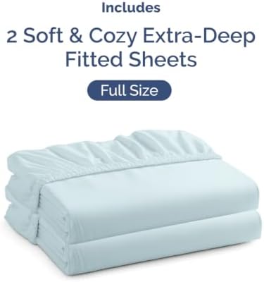 CGK Linens 2 Pack Extra Deep Full Fitted Sheets - Ice Blue - Image 4