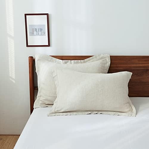 100% French Linen Pillow Shams Basic Style - Pack of 2 - Washed Solid Color Natural Flax Soft Breathable - Linen, 20'' x 26'' by KingLinens