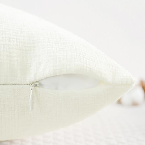 CaliTime Decorative Couch Throw Pillow Covers 20 X 20 Inches Cream - Image 3