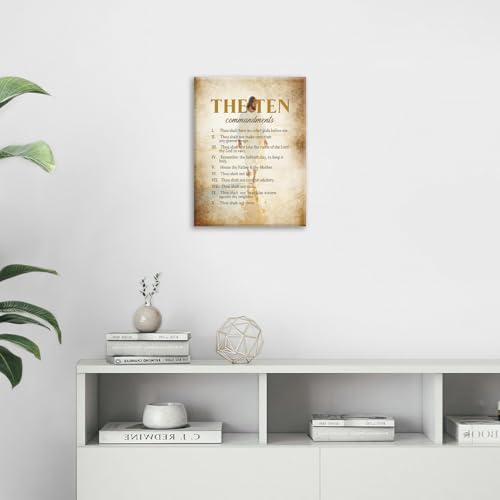 The Ten Commandments Christian Pictures Wall Art, Bible Verse Jesus Bathroom Wall Decor Religion Scripture Framed Painting Religious Canvas Artwork for Church Bedroom Living Room 16" L x 12" W - Image 5