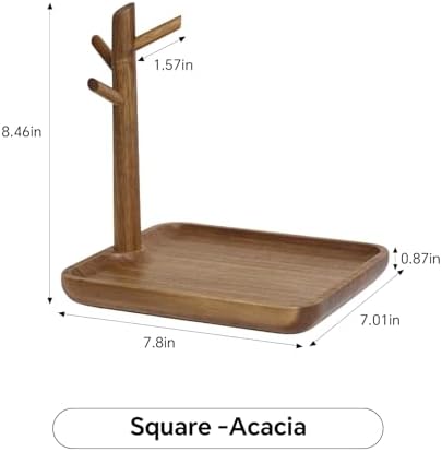 Solid Acacia Wood Key Tray and Bowl, Acacia, Square - Image 2