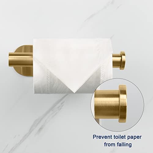 NearMoon Toilet Paper Holder Self Adhesive, Premium Thicken SUS304 Stainless Steel Rustproof Adhesive Toilet Roll Holder no Drilling for Bathroom, Kitchen, Washroom (2 Pack, Brushed Gold) - Image 3