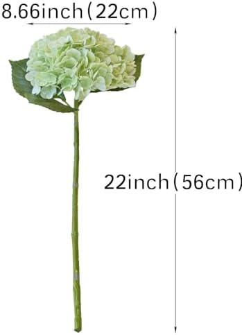 DUYONE 22" Real Soft Touch Hydrangea Artificial Flowers Realistic,Large Long Stem Fake Flowers Full Latex Faux,Wedding Bouquet,Party Home Decor,Garden Office Room Table Centerpieces Light Green 3Pcs - Image 3