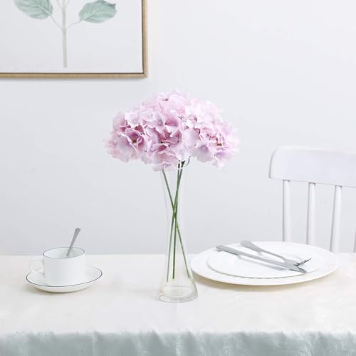 Fake Purple Hydrangea Artificial Flowers - Faux Silk Hydrangeas Flowers Heads with Stems Real Touch for Home Wedding Party Table Decor(Light Purple,Pack of 10) - Image 6