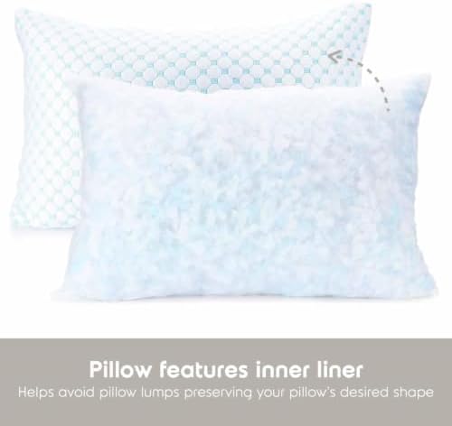 Nestl Cooling Pillow for Sleeping 2 Pack, Luxury Shredded Memory Foam Pillows Standard Size Set of 2, Adjustable Cold Gel Pillows for Hot Sleepers Supportive Cool Pillow for Side Back Stomach Sleepers - Image 6