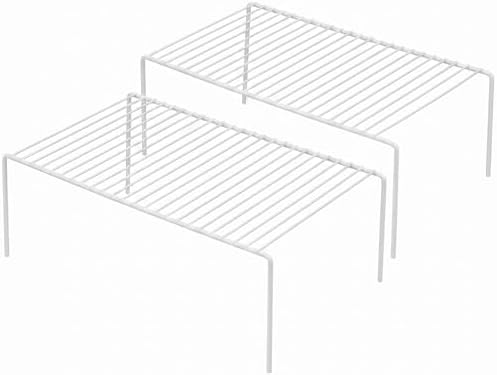 iPEGTOP Kitchen Cabinet Storage Shelf Rack, Set of 2 Large (15.7 x 9.4 Inch) Rustproof Metal Wire Shelves Spice Shelf Rack Cupboard Organizer for Pantries Countertops Utensils Organization, White by iPEGTOP