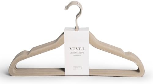 Vayra Home Velvet Hangers – Non-Slip Clothes Hangers for Closet Organization – Neutral Beige, Strong Hold, Matte Hook – Adult (Set of 10) by Unknown