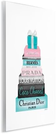 The Stupell Home Décor Collection High Fashion Bookstack Pink with Blue Box and Bow Wall Plaque Art, 13 x 19, Multi-Color - Image 2