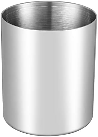 Silver Pencil Holder for Desk,304 Stainless Steel Desktop Pen Holder,Pencil Holder,Pencil Cup,Pencil Pot, Makeup Brush Holder,Stationery Organizer by Bidponds