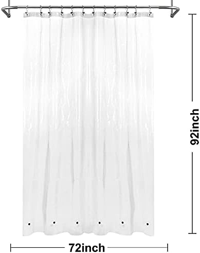 Barossa Design X-Long Shower Curtain Liner with 6 Magnets, Clear, 72x92 - Image 5