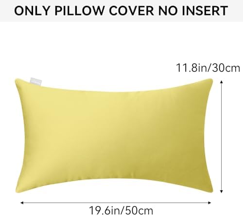 Thmyo 4-Pack 100% Cotton Lumbar Comfortable Solid Decorative Throw Pillow Case Rectangle Cushion Cover Pillowcase DIY Throw Pillowcase(12x20inch/30x50cm, Light Yellow 2) - Image 4