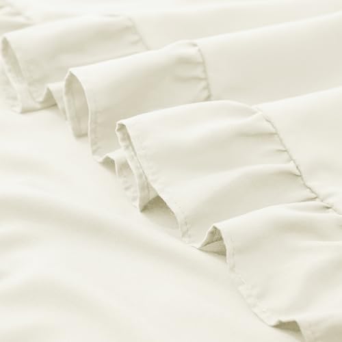 KKJIAF Ruffle Pillow Cases King Size Set of 2, Beige - Image 6