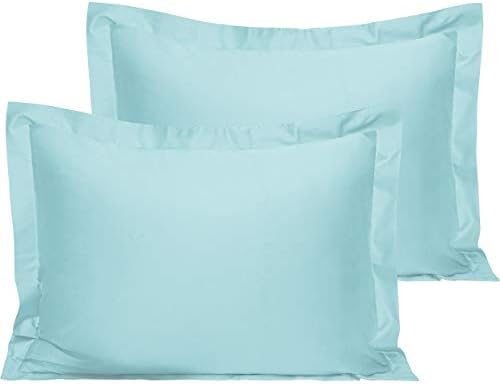 NTBAY Standard Egyptian Cotton Sateen Pillow Shams, Set of 2, Aqua by NTBAY