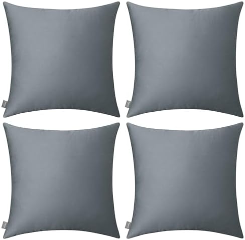 Thmyo 4-Pack 100% Cotton Solid Decorative Throw Pillow Case 26x26 Dark Grey by Thmyo
