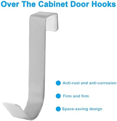 Bonsicoky 12 Pack Over The Cabinet Door Hooks, Silver - Image 3