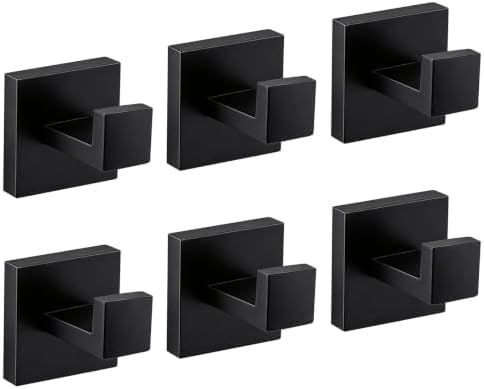 JOPOFI 6 Piece Towel Hook - Bathroom Robe Hook - Matte Black by JOPOFI
