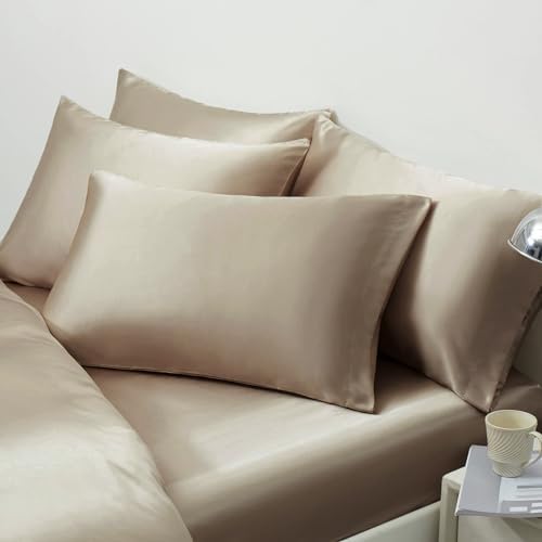 Ersmak Satin Pillowcase Standard Set of 2, 20" x 26" Ultra Soft & Silky Satin Pillow Cases for Hair and Skin, Wrinkle Fade Resistant Pillow Covers with Envelope Closure (Sand) - Image 5