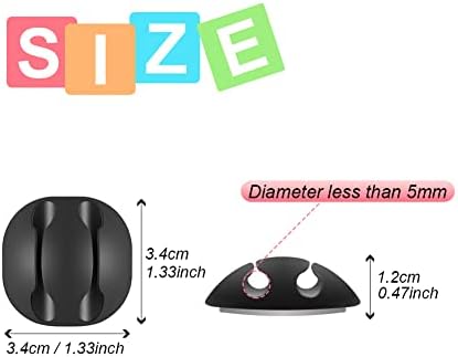 Shintop 6pcs Black Double Cable Clips for Organizing Desk Phone Charger - Image 2