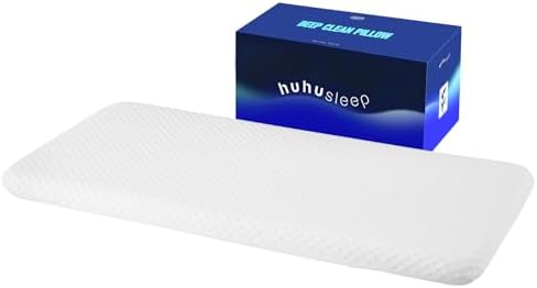 Thin Memory Foam Pillow for Stomach Sleepers - King 1.75 inch Inch Low Profile Flat Pillows for Sleeping, Slim Odorless Foam Pillow and Case with 37% Rayon derived from Bamboo, Standard Size by huhusleep