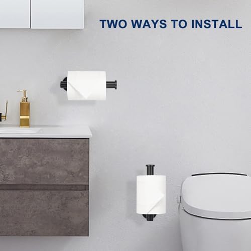 NearMoon Toilet Paper Holder Self Adhesive, Premium Thicken SUS304 Stainless Steel Rustproof Adhesive Toilet Roll Holder no Drilling for Bathroom, Kitchen, Washroom (3 Pack, Matte Black) - Image 6