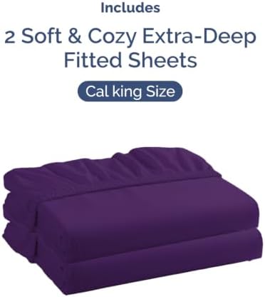 CGK Linens 2 Pack Extra Deep Cal King Fitted Sheets - Purple - Image 4