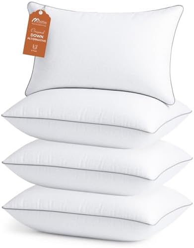 Sasttie Firm Pillows Queen Size Set of 4, Bed Pillows for Side, Back, and Stomach Sleepers - Oeko-Tex Certified Supportive Down Alternative Plump Filling - Hotel Quality and Machine Washable, 4 Pack by SASTTIE