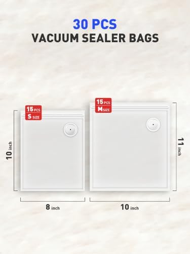 30 Pcs Reusable Vacuum Sealer Bags for Food, 2 Size BPA-Free Vacuum Storage Bags with Sealing Clips & Leak-Proof Design for Sous Vide Cooking, Freezer, Microwave Heating - Image 2