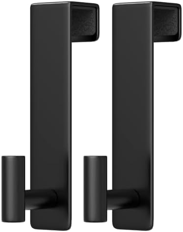 PMMASTO 7.5 Inch Over The Door Hooks, Black- 2 Pack, T Shape by PMMASTO