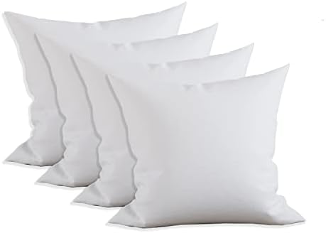 Elegant Comfort 4-Pack Pillow Insert Poly-Cotton Shell Siliconized Fiber Filling, 12 x 12, White 4 Count by ELEGANTCOMFORT