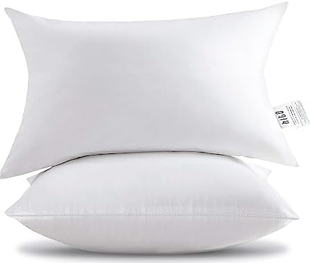 HITO 12x20 Pillow Inserts (Set of 2)- 100% Cotton Covering Down Alternative Throw Pillows White for Couch Bed Sofa by hito