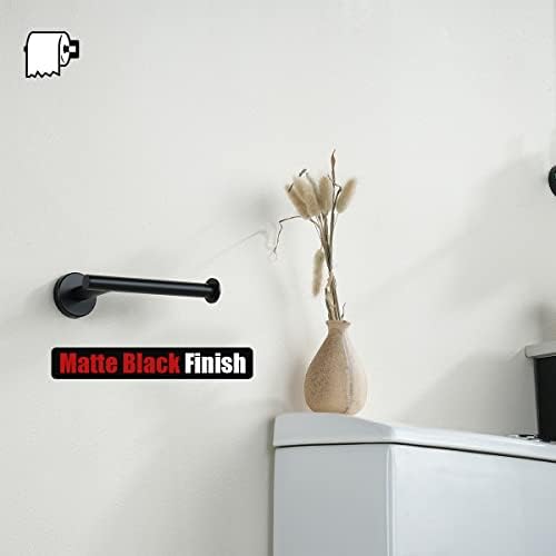 JQK Black Toilet Paper Holder, 5 Inch 304 Stainless Steel Thick 0.8mm Tissue Paper Dispenser, Matte Black Wall Mount, TPH120-PB - Image 6