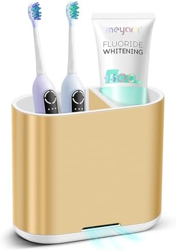 Toothbrush Holders Toothpaste Organizer for Bathrooms, Gold, Small by Chintu