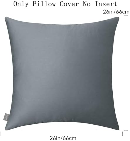 Thmyo 4-Pack 100% Cotton Solid Decorative Throw Pillow Case 26x26 Dark Grey - Image 5