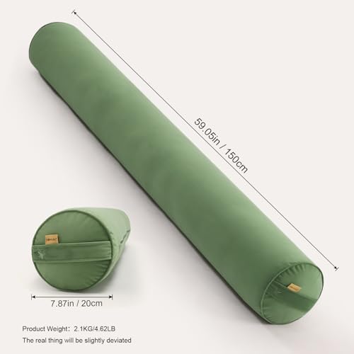 Long Round Body Pillow for Adults, 59 x 7.87 in, Olive Green - Image 2