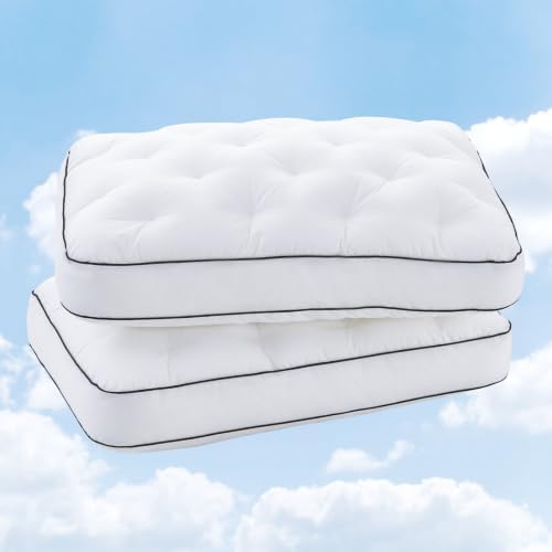 YOUR MOON Extra Soft Support Pillows King Size Set of 2, Luxury Fluffy Down Alternative Pillow for Sleeping, Medium Thick Pillows, 100% Cotton Shell Bed Pillow (White) by YOURMOON