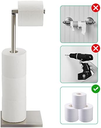Toilet Paper Holder Stand, Free Standing Toilet Paper Roll Holder with Reserve for Bathroom, Stainless Steel DECLUTTR - Image 5
