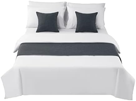 AMBERIS Bed Runner Dark Grey, Imitation Linen Decorative Bed Scarf for Home Hotel (Pillowcases Sold Separately) - Image 6