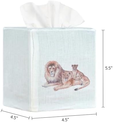 Square Tissue Box Cover Cute Set of 2, Lion Love - Image 3