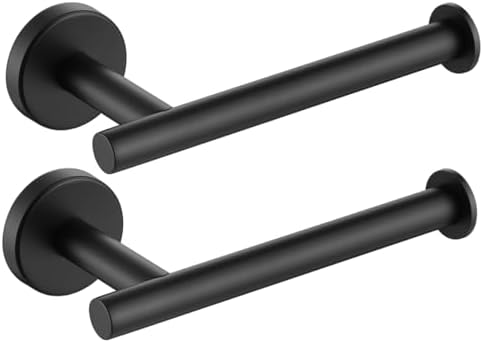 JQK Black Toilet Paper Holder, 5 Inch 304 Stainless Steel Thick 0.8mm Tissue Paper Dispenser, Matte Black Wall Mount, 2 Pack, TPH120-PB-P2 by Homeimprovement