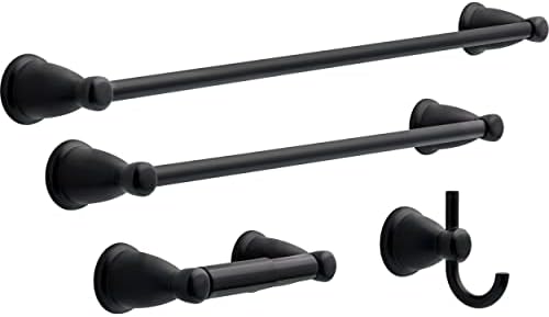 Franklin Brass Kinla Spring (1-Pack) Toilet Paper Holder Matte Black Tissue Roll Spring-Loaded Rod, Organization and Storage, Wall Mounted Bathroom Accessories KIN50-MB - Image 3
