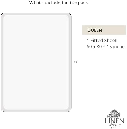 Linen Home Queen Size Fitted Sheet only 100% Cotton Percale, Snow White - Image 6